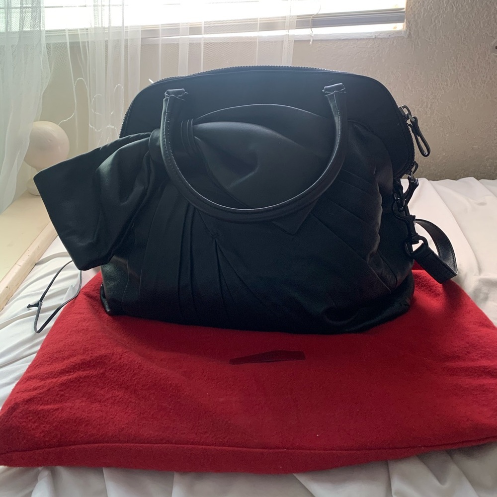 Valentino Garavani Black Bow Calfskin Leather Tote